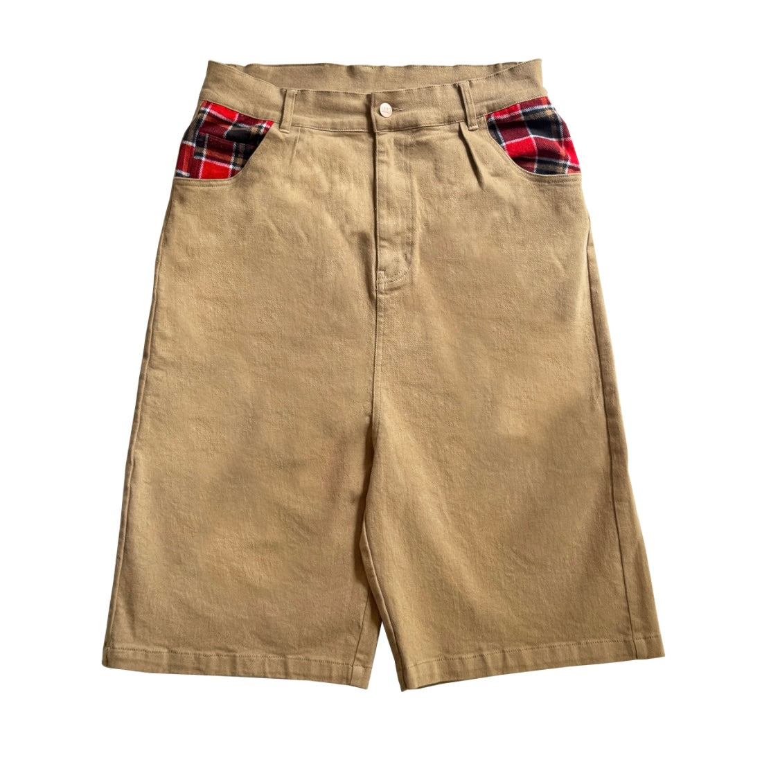 PLAID POCKET KHAKI SHORTS