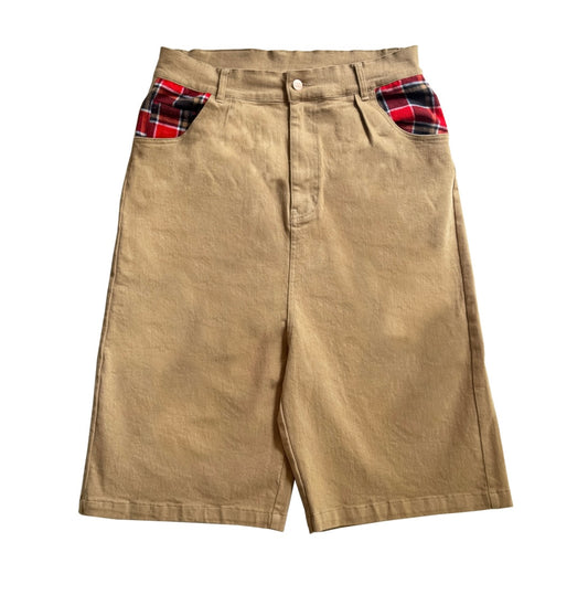 PLAID POCKET KHAKI SHORTS